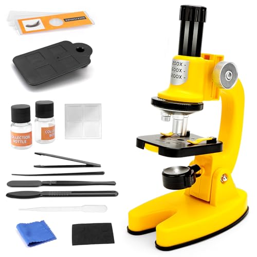 deAO Kinder-Mikroskop, 200x-1200x mit LED-Beleuchtung & Zubehör-Set Mikroskop Tragbares mit Handyhalterung und Farbfiltern Spielzeug für Experimente Kinder | Gelb deAO Kinder-Mikroskop, 200x-1200x mit LED-Beleuchtung & Zubehör-Set Mikroskop Tragbares mit Handyhalterung und Farbfiltern Spielzeug für Experimente Kinder | Gelb von deAO