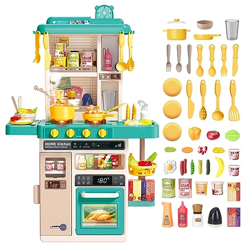 deAO Kinderküche “My Little Chef“ mit Sounds und Licht, Dampf, 50PCS kinderküche zubehör enthalt Geschirr, Lebensmitte, Spüle, Backofen& Kochfelder Spielzeug, Spielküche Kinder Set ab 1 2 3 Jahr deAO Kinderküche “My Little Chef“ mit Sounds und Licht, Dampf, 50PCS kinderküche zubehör enthalt Geschirr, Lebensmitte, Spüle, Backofen& Kochfelder Spielzeug, Spielküche Kinder Set ab 1 2 3 Jahr von deAO