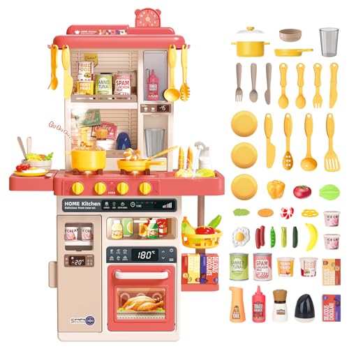 deAO Kinderküche “My Little Chef“ mit Sounds und Licht, Dampf, 50PCS kinderküche zubehör enthalt Geschirr, Lebensmitte, Spüle, Backofen& Kochfelder Spielzeug, Spielküche Kinder Set ab 1 2 3 Jahr deAO Kinderküche “My Little Chef“ mit Sounds und Licht, Dampf, 50PCS kinderküche zubehör enthalt Geschirr, Lebensmitte, Spüle, Backofen& Kochfelder Spielzeug, Spielküche Kinder Set ab 1 2 3 Jahr von deAO