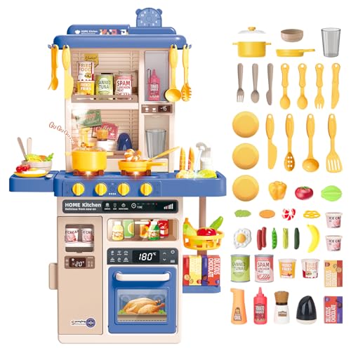 deAO Kinderküche “My Little Chef“ mit Sounds und Licht, Dampf, 50PCS kinderküche zubehör enthalt Geschirr, Lebensmitte, Spüle, Backofen& Kochfelder Spielzeug, Spielküche Kinder Set ab 1 2 3 Jahr deAO Kinderküche “My Little Chef“ mit Sounds und Licht, Dampf, 50PCS kinderküche zubehör enthalt Geschirr, Lebensmitte, Spüle, Backofen& Kochfelder Spielzeug, Spielküche Kinder Set ab 1 2 3 Jahr von deAO