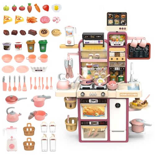 deAO Kinderküche Spielküche, Kunststoff Kinder-Küchenspielset mit Licht Ton Wasser Dampf und Küchenzubehör Herd Spüle Backofen Essen Küche Spielzeug Spielzeugküche für Kinder ab 3 Jahren | Rosa deAO Kinderküche Spielküche, Kunststoff Kinder-Küchenspielset mit Licht Ton Wasser Dampf und Küchenzubehör Herd Spüle Backofen Essen Küche Spielzeug Spielzeugküche für Kinder ab 3 Jahren | Rosa von deAO