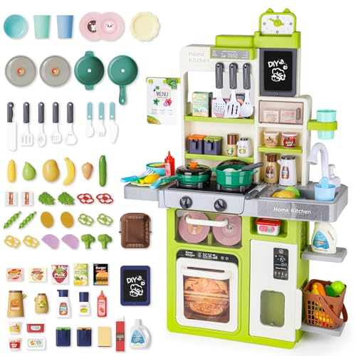 deAO Kinderküche Spielküche mit Licht Ton Wasser Dampf und Küchenzubehör, Kinder-Küchenspielset mit Kühlschrank Geschirrspüler Herd Spüle Backofen Essen Küche Spielzeug für Kinder ab 3 Jahren deAO Kinderküche Spielküche mit Licht Ton Wasser Dampf und Küchenzubehör, Kinder-Küchenspielset mit Kühlschrank Geschirrspüler Herd Spüle Backofen Essen Küche Spielzeug für Kinder ab 3 Jahren von deAO