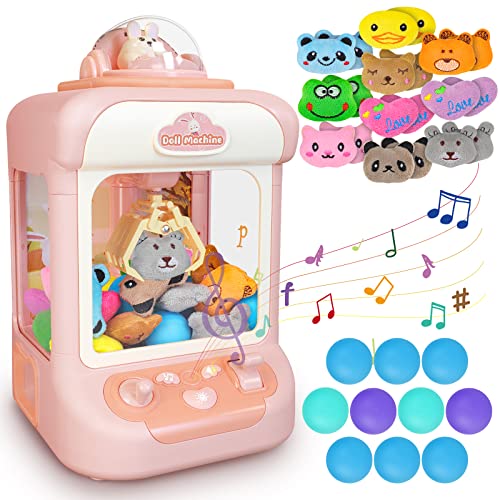 deAO Klauenmaschine, Süßigkeitenautomat enthalt 20 Plüschtiere, 10 Gashapons, Mini Arcade Machine mit Sound & USB, Geburtstags Kinder, Lustige Partyspiele(Kein Batterie) von deAO