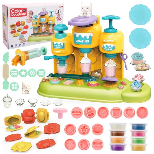 deAO Knete Dough Set für Kinder - 51-teiliges Kitchen Kreative Knete-Set mit Eismaschine & Zubehör Geschenkidee für Mädchen & Jungen ab 3 Jahren deAO Knete Dough Set für Kinder - 51-teiliges Kitchen Kreative Knete-Set mit Eismaschine & Zubehör Geschenkidee für Mädchen & Jungen ab 3 Jahren von deAO