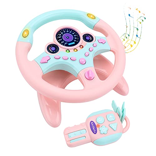 deAO Lenkrad-Spielzeug Copilot für Kinder mit 360° Rotation Simulation zum Spielen im Auto mit Sound und Musik Spielzeug für Autofahrt Lernspielzeug für die Frühe Kindheit von deAO