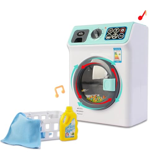 deAO Waschmaschinen-Set für Kinder mit Meine erste Waschmaschine mit Einer Vielzahl von Waschküche und Reinigungszubehör von deAO