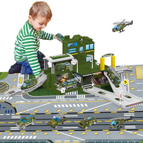 deAO Military Base Kinder mit Hubschrauber, Militärfahrzeug, Hauptquartier Büro Bauen, Militärbasis Spielzeug Set für Kinder mit Spielkarte für Jungen und Mädchen ab 4 5 6 7 Jahren (Grün) deAO Military Base Kinder mit Hubschrauber, Militärfahrzeug, Hauptquartier Büro Bauen, Militärbasis Spielzeug Set für Kinder mit Spielkarte für Jungen und Mädchen ab 4 5 6 7 Jahren (Grün) von deAO