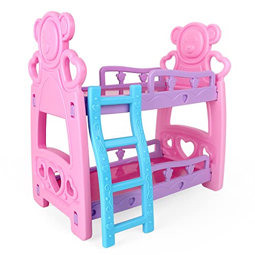 deAO Puppenbett, Rosa Puppenhochbett mit Rutsche, Puppen Zubehör für Kleine Puppe 30 33 36 cm, Puppenhaus Einrichtung Möbel Miniatur Möbel Szene Requisiten deAO Puppenbett, Rosa Puppenhochbett mit Rutsche, Puppen Zubehör für Kleine Puppe 30 33 36 cm, Puppenhaus Einrichtung Möbel Miniatur Möbel Szene Requisiten von deAO