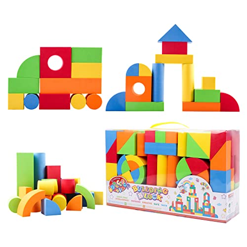 deAO 131PCS Bunte schaumstoffbausteine, softbausteine Stapelbauklötze-Spielzeugset für Kinder,Weiches Building Blocks Montessori Spielzeug Set für Babys und Kleinkinde, Geburtstag von deAO