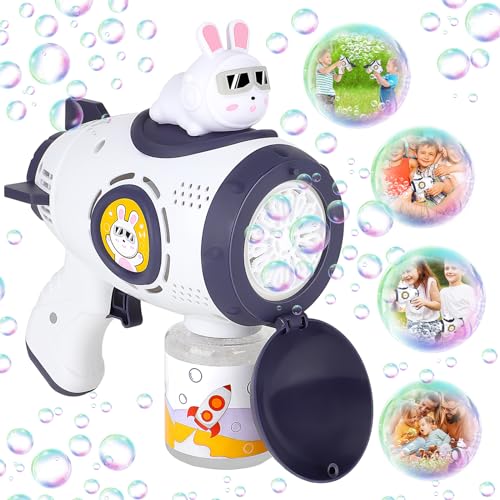 deAO Automatische Seifenblasenpistole für Kinder, Elektrische Seifenblasenmaschine mit LED Licht, 10000+ Blasen/Minute inkl. 80ML Blasenflüssigkeit, Bubble Gun Geschenk für Hochzeit/Geburtstag/Party von deAO