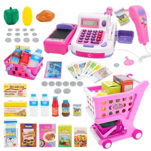 deAO Spielkasse Kasse Kaufladen Kinder, Kinderkasse Spielzeug mit Scanner und Sound Spielzeugkasse Einkaufsladen Geschenk für Mädchen Jungen ab 3 Jahren deAO Spielkasse Kasse Kaufladen Kinder, Kinderkasse Spielzeug mit Scanner und Sound Spielzeugkasse Einkaufsladen Geschenk für Mädchen Jungen ab 3 Jahren von deAO