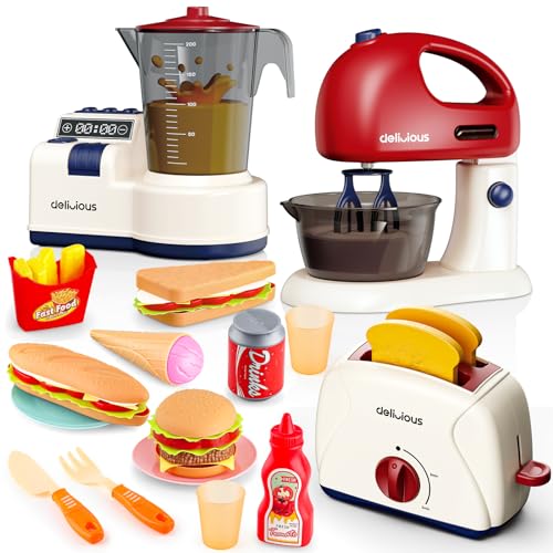 deAO Spielzeug Küchengeräte-Set Küche Rollenspiel Set mit Mixer, Rührgerät, Toaster und Spielzeug-Lebensmitteln, Zubehör für Kinderküche, Spielküchen-Spielset mit Geräuschen für Kinder ab 3 Jahrenn deAO Spielzeug Küchengeräte-Set Küche Rollenspiel Set mit Mixer, Rührgerät, Toaster und Spielzeug-Lebensmitteln, Zubehör für Kinderküche, Spielküchen-Spielset mit Geräuschen für Kinder ab 3 Jahrenn von deAO