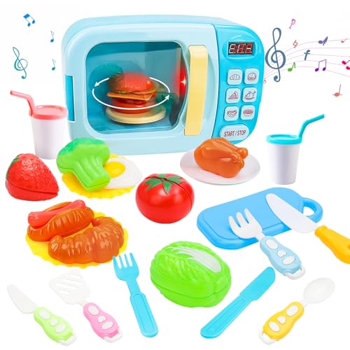 deAO Spielzeug-Mikrowelle mit realistischem Licht, Sound und Lebensmittel-Schneidstücken im Lieferumfang enthalten, ideal für Kinder im Alter von 3, 4, 5, 6 Jahren, Mädchen, Jungen deAO Spielzeug-Mikrowelle mit realistischem Licht, Sound und Lebensmittel-Schneidstücken im Lieferumfang enthalten, ideal für Kinder im Alter von 3, 4, 5, 6 Jahren, Mädchen, Jungen von deAO