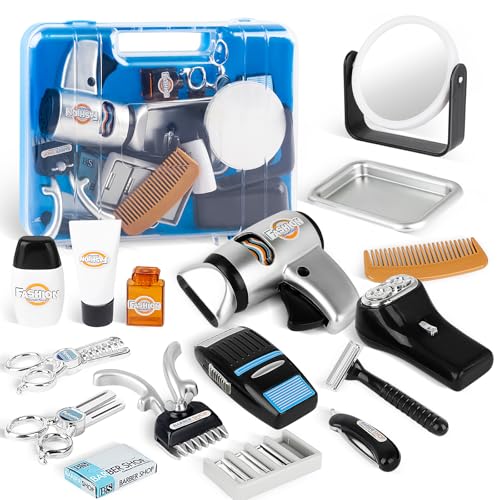 deAO Stylist Friseur Friseursalon Rollenspielset mit Haartrockner, Lockenstab und Styling-Zubehör inklusive für Kinder, Haarstyling-Set für Kinder (17stk) deAO Stylist Friseur Friseursalon Rollenspielset mit Haartrockner, Lockenstab und Styling-Zubehör inklusive für Kinder, Haarstyling-Set für Kinder (17stk) von deAO