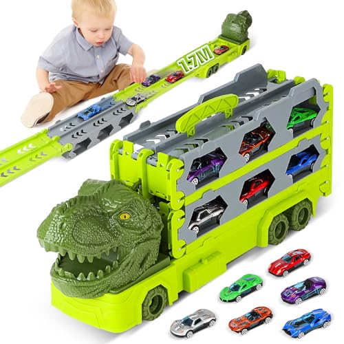 deAO Transport Truck Spielzeug mit 6 Autos & 170CM Rennstrecke | Dino LKW für Jungen/Mädchen 3-8 | Lernspielzeug | Sicher | Geschenk Weihnachten/Geburtstag Kindertag deAO Transport Truck Spielzeug mit 6 Autos & 170CM Rennstrecke | Dino LKW für Jungen/Mädchen 3-8 | Lernspielzeug | Sicher | Geschenk Weihnachten/Geburtstag Kindertag von deAO