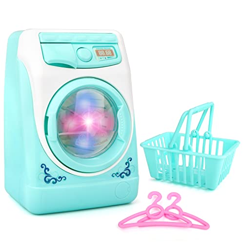 deAO Waschmaschine Spielzeug Kinder Waschmaschine Spielset Spielzeug Mini Waschmaschine Spielhaus Spielzeug Reinigung Hausarbeit Set mit Real Sound Simulation Waschmaschine für Jungen Mädchen von deAO