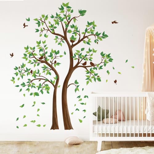decalmile Wandtattoo Baum Groß Wandaufkleber Grüne Blätter Vögel Wandsticker Schlafzimmer Wohnzimmer Sofa TV Hintergrund Wanddeko decalmile Wandtattoo Baum Groß Wandaufkleber Grüne Blätter Vögel Wandsticker Schlafzimmer Wohnzimmer Sofa TV Hintergrund Wanddeko von decalmile