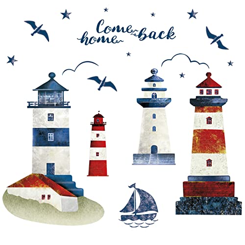 decalmile Wandtattoo Leuchtturm Nautisch Wandsticker Meereswelt Segelboote Möwen Wandaufkleber Bad Schlafzimmer Wohnzimmer decalmile Wandtattoo Leuchtturm Nautisch Wandsticker Meereswelt Segelboote Möwen Wandaufkleber Bad Schlafzimmer Wohnzimmer von decalmile