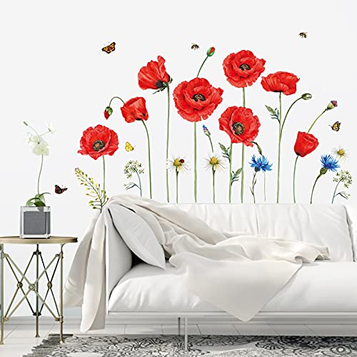 decalmile Wandtattoo Mohnblume Blume Rote Wandsticker Pflanzen Schmetterling Wandaufkleber Schlafzimmer Wohnzimmer Küche Wanddeko decalmile Wandtattoo Mohnblume Blume Rote Wandsticker Pflanzen Schmetterling Wandaufkleber Schlafzimmer Wohnzimmer Küche Wanddeko von decalmile