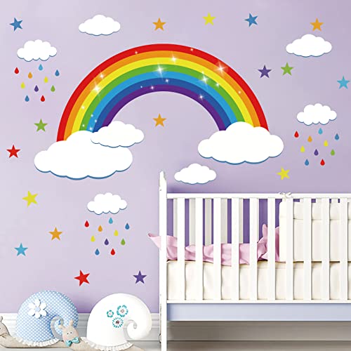 decalmile Wandaufkleber, Stern, Regenbogen, Wandaufkleber, Wolke, Wanddekoration, Kindergarten, Kinder, Baby, Schlafzimmer decalmile Wandaufkleber, Stern, Regenbogen, Wandaufkleber, Wolke, Wanddekoration, Kindergarten, Kinder, Baby, Schlafzimmer von decalmile