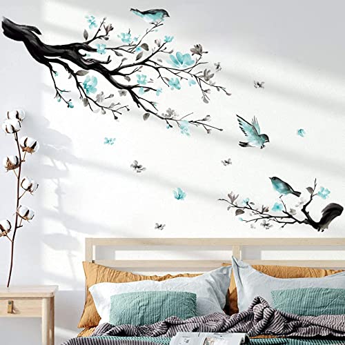 decalmile Wandtattoo Vögel auf Baum Ast Blüten Wandaufkleber Blumen Blau Wandsticker Wohnzimmer Schlafzimmer Sofa Hintergrund Wanddeko decalmile Wandtattoo Vögel auf Baum Ast Blüten Wandaufkleber Blumen Blau Wandsticker Wohnzimmer Schlafzimmer Sofa Hintergrund Wanddeko von decalmile