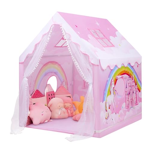 decalsweet Kinderzelt Indoor Spielhaus Prinzessin für Mädchen, Kinderspielhaus Große mit Fenstern & Tragetasche, Spielzelt Kinder Indoor und Outdoor für Kinderzimmer Spielzimmer Garten, Einhorn decalsweet Kinderzelt Indoor Spielhaus Prinzessin für Mädchen, Kinderspielhaus Große mit Fenstern & Tragetasche, Spielzelt Kinder Indoor und Outdoor für Kinderzimmer Spielzimmer Garten, Einhorn von decalsweet