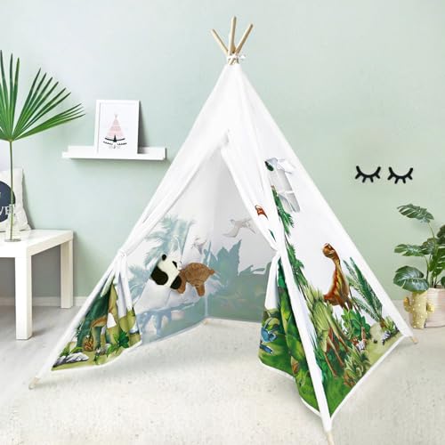 decalsweet Tipi Zelt für Kinder mit Kieferpfahl & Holz Stabilisierung & Niedliche Muster, Kinderzelt für Drinnen und Draussen, Zelt Kinderzimmer Spielzelt für Mädchen Jungen Dinosaurier Grün decalsweet Tipi Zelt für Kinder mit Kieferpfahl & Holz Stabilisierung & Niedliche Muster, Kinderzelt für Drinnen und Draussen, Zelt Kinderzimmer Spielzelt für Mädchen Jungen Dinosaurier Grün von decalsweet