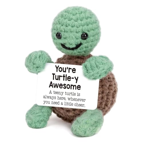 deegbbyi Pocket Hug, Schildkröte Pocket Hug Geschenk, Lustige Positive Energie Schildkröte Geschenke, Kreative Handgestrickte Positive Geschenke, für Geburtstag, Freunde und Deko von deegbbyi