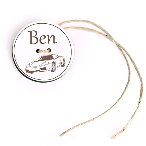 dekolando Schultüten Anhänger mit Name und Auto Motiv - Kinder Geschenk Einschulung Schulanfang Ø 5 cm von dekolando