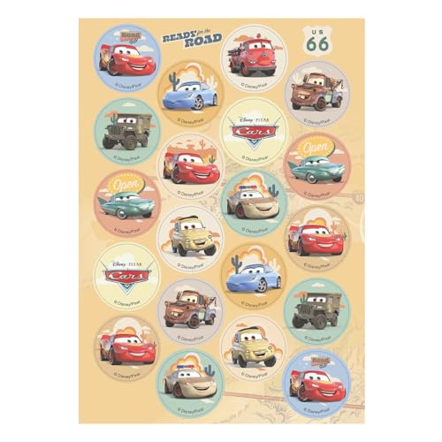 Dekora, Cars Mini-Oblaten, Lightning McQueen Essbare Dekorationen für Cupcakes, Muffins und Plätzchen, Rund 3,4 CM von dekora
