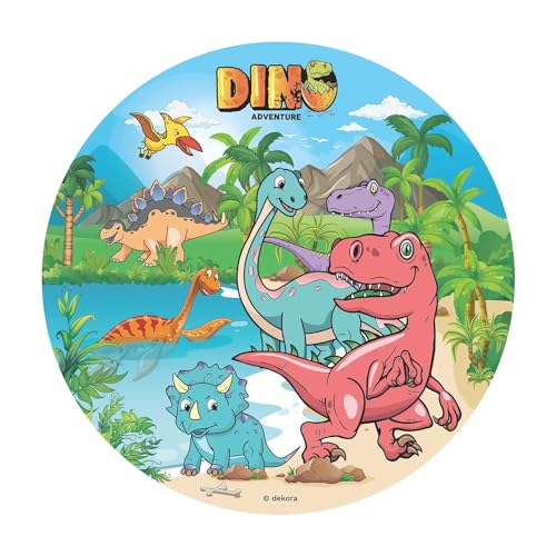 Dekora, Dinosaurier Essbare Oblate, Geburtstagskuchendeko für Kinder, Runder Cake Topper 20 CM Dekora, Dinosaurier Essbare Oblate, Geburtstagskuchendeko für Kinder, Runder Cake Topper 20 CM von dekora