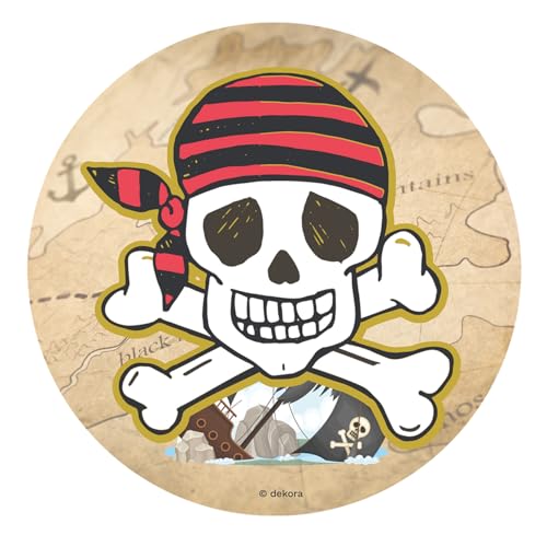 Dekora, Essbare Piraten-Tortenaufleger, Kuchendekoration für Kindergeburtstag, Totenkopf-Design, Tortendeko für Kuchen und Desserts, Runder Cake Topper Ø 20 cm Dekora, Essbare Piraten-Tortenaufleger, Kuchendekoration für Kindergeburtstag, Totenkopf-Design, Tortendeko für Kuchen und Desserts, Runder Cake Topper Ø 20 cm von dekora