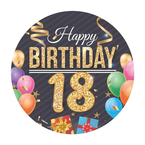 Dekora, Happy Birthday Essbare Oblate, Geburtstagskuchendeko für Kinder, Runder Cake Topper 20 CM (Happy Birthday 18) Dekora, Happy Birthday Essbare Oblate, Geburtstagskuchendeko für Kinder, Runder Cake Topper 20 CM (Happy Birthday 18) von dekora