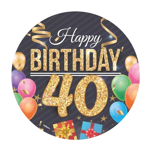 Dekora, Happy Birthday Essbare Oblate, Geburtstagskuchendeko für Kinder, Runder Cake Topper 20 CM (Happy Birthday 40) Dekora, Happy Birthday Essbare Oblate, Geburtstagskuchendeko für Kinder, Runder Cake Topper 20 CM (Happy Birthday 40) von dekora