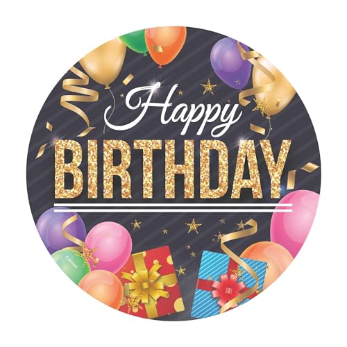 Dekora, Happy Birthday Essbare Oblate, Geburtstagskuchendeko für Kinder, Runder Cake Topper 20 CM (Happy Birthday) von dekora