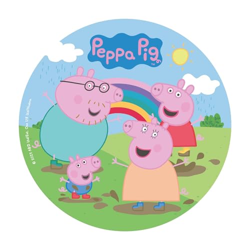 Dekora, Peppa Wutz Essbare Oblate, Geburtstagskuchendeko für Kinder, Runder Esspapier Cake Topper 20 CM von dekora