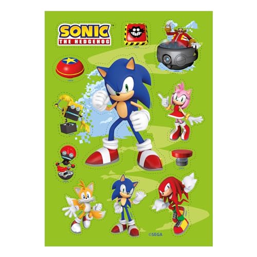 Dekora, Sonic Essbare Muffinaufleger, Ausgeschnittene Oblate Muffindeko, Kindergeburtstag Esspapier Tortendeko Sonic von dekora