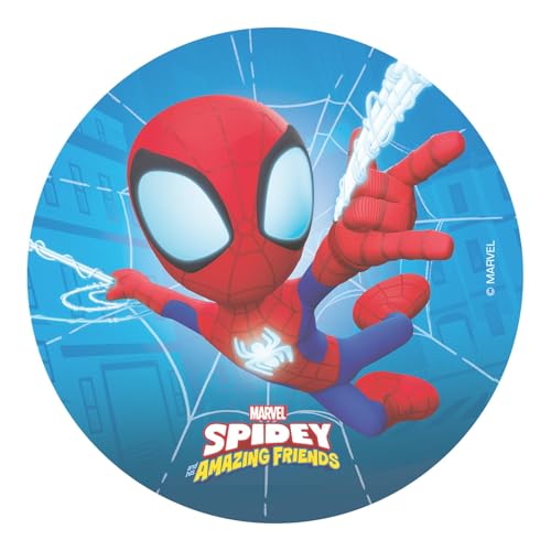 Dekora, Spidey Tortenaufleger, Essbare Kuchenaufleger, Marvel Geburtstag für Kinder, Runder Cake Topper 20 CM von dekora
