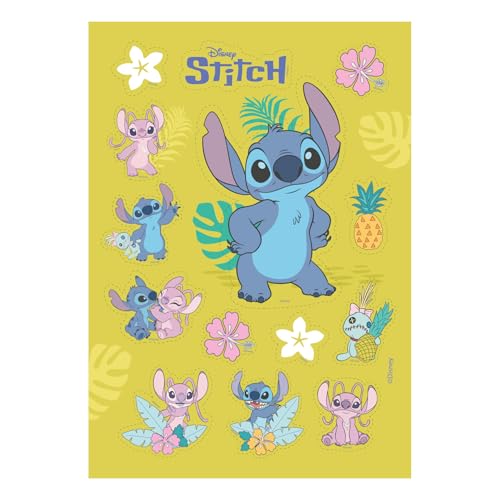 Dekora, Stitch Essbare Muffinaufleger, Ausgeschnittene Oblate Muffindeko, Kindergeburtstag Esspapier Tortendeko Stitch & Angel von dekora