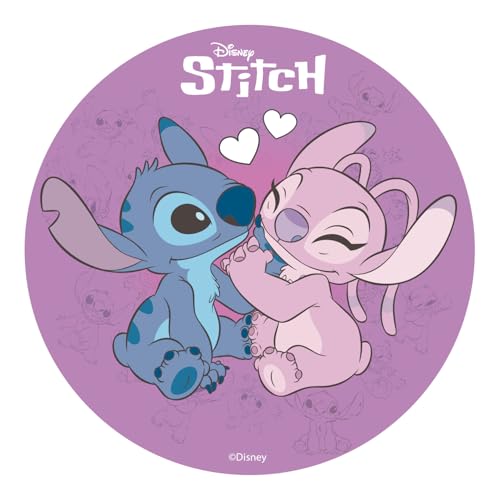 Dekora, Stitch & Angel Essbare Oblate, Disney Geburtstagskuchendeko für Kinder, Runder Cake Topper 20 CM Dekora, Stitch & Angel Essbare Oblate, Disney Geburtstagskuchendeko für Kinder, Runder Cake Topper 20 CM von dekora