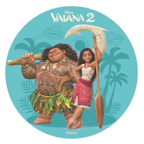 Dekora, Vaiana 2 Tortenaufleger, Moana & Maui Essbare Tortendeko für Kindergeburtstag, Esspapier Tortenaufsatz, Rond 20CM von dekora