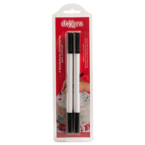 Dekora 414094 - Schwarze Stifte mit Lebensmittelfarbe für Cupcakes Dekoration, Fondant oder Esspapier - Schwarze Farbe von dekora