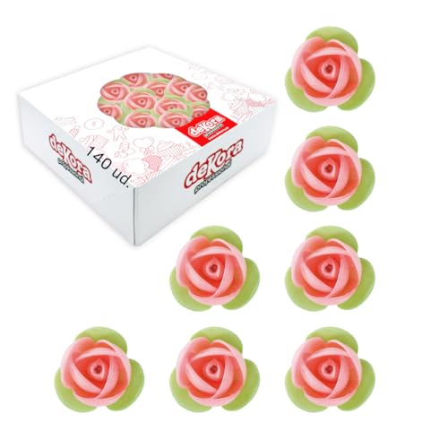 Dekora - Cupcake und Tortendeko Essbar - Essbare Blumen für Torte aus Esspapier in Rosa und Geschmacksneutral Ø 3,5 cm - Glutenfrei, Zuckerfrei und für Veganer Geeignet - 140 Stück von dekora