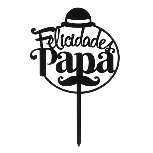 dekora - Tortenaufleger Felicidades Papá Schwarz 15,6x10cm - Perfekte Tortendekoration für Vatertag, Geburtstage und andere Besondere Anlässe - Modernes Lebensmittelechtes Design von dekora