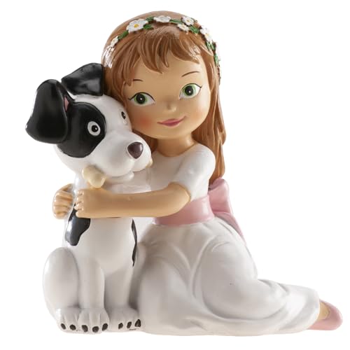 dekora - Dekorative Figur zur Erstkommunion - Mädchen mit Hund - Aus Kunstharz gefertigt - Kuchendekoration - 11,5 cm hoch - Originales und detailliertes Design - Lebensmittelecht dekora - Dekorative Figur zur Erstkommunion - Mädchen mit Hund - Aus Kunstharz gefertigt - Kuchendekoration - 11,5 cm hoch - Originales und detailliertes Design - Lebensmittelecht von dekora