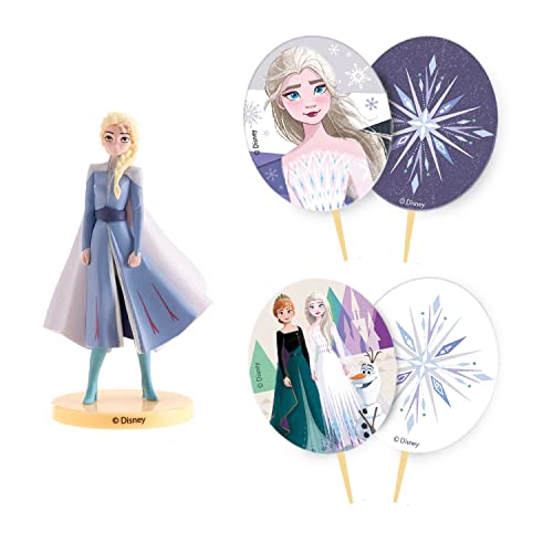 dekora - Tortendeko Geburtstag Set | Torten Deko Geburtstag Set mit Elsa Figur und Cake Topper - Torten Zubehör aus PVC, 303020 von dekora