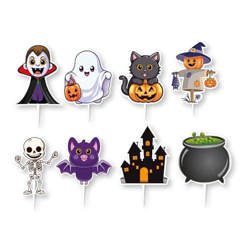 dekora 16 Cake Topper Halloween, Kürbissen, Vampiren & Skeletten, Tortendeko für Cupcakes, Kekse und Süßigkeiten dekora 16 Cake Topper Halloween, Kürbissen, Vampiren & Skeletten, Tortendeko für Cupcakes, Kekse und Süßigkeiten von dekora