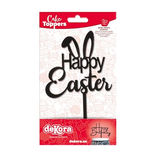 dekora – Cake Topper “Happy Easter” Schwarz – Tortenaufsatz für Ostertorten – Lebensmittelechter Kunststoff – 16,5 x 10,5 cm – Wiederverwendbar und Einfach zu Platzieren dekora – Cake Topper “Happy Easter” Schwarz – Tortenaufsatz für Ostertorten – Lebensmittelechter Kunststoff – 16,5 x 10,5 cm – Wiederverwendbar und Einfach zu Platzieren von dekora