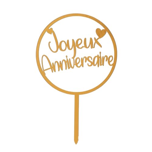 dekora - Cake Topper JOYEUX ANNIVERSAIRE | Kunststoff, PVC | Wiederverwendbare Torte Dekoration | Geburtstage, Jubiläen, Partys und alle Arten von Veranstaltungen von dekora