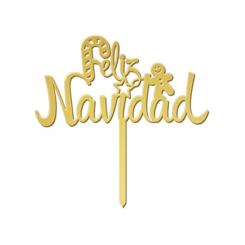 dekora - Cake Topper mit der Angabe „Feliz Navidad“ - Weihnachten Tortendekoration Lebensmittelsicher - Kunststoff Topping zum Verzieren von Weihnachtsgebäck - Farbe Gold - Abmessungen 11 x 14 cm dekora - Cake Topper mit der Angabe „Feliz Navidad“ - Weihnachten Tortendekoration Lebensmittelsicher - Kunststoff Topping zum Verzieren von Weihnachtsgebäck - Farbe Gold - Abmessungen 11 x 14 cm von dekora